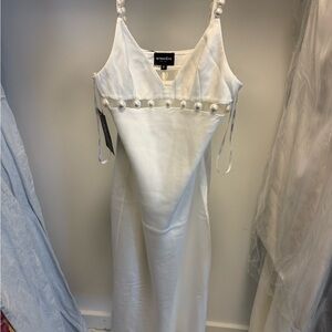 White Pearl-Embellished Dress